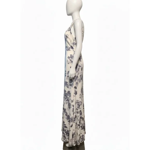 B Smart Juniors 9 Beige Blue Floral Maxi Dress - Picture 6 of 10